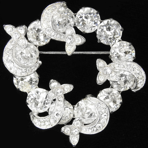 Eisenberg Pave and Diamante Circle of Moon and Star Swirls Pin