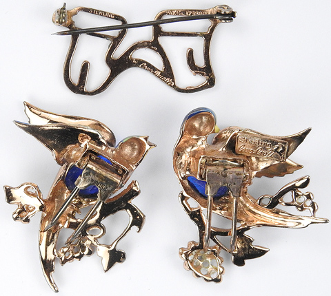 Corocraft Sterling 'Bill And Coo' Sapphire Belly Lovebirds Duette