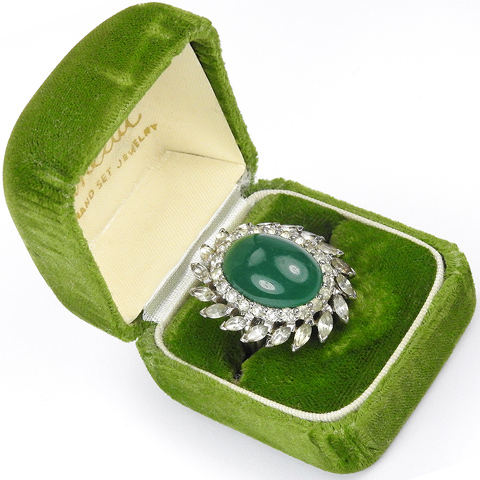 Panetta Diamante Garland and Emerald Cabochon Finger Ring (with Original Box)