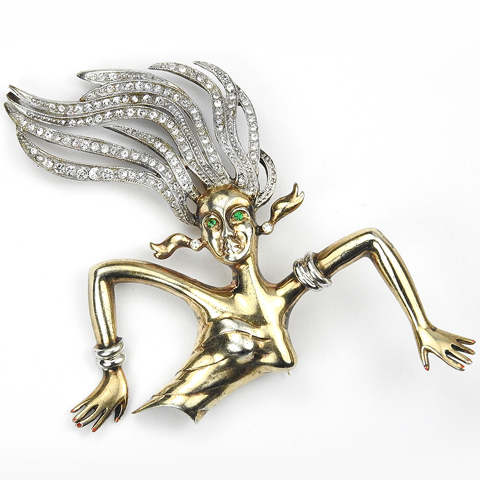 Sterling Gold and Pave Lady with Silver Armlets and Flying Hair Pin