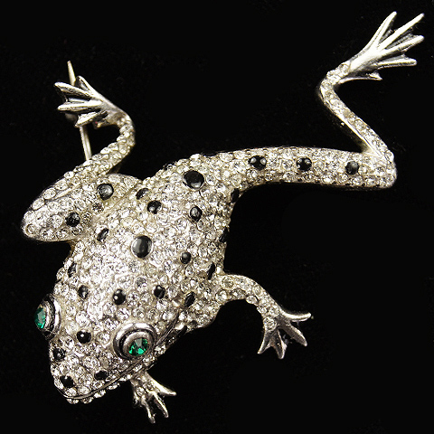 Reja Sterling Pave and Enamel Spots Climbing Emerald Eyed Tree Frog Pin