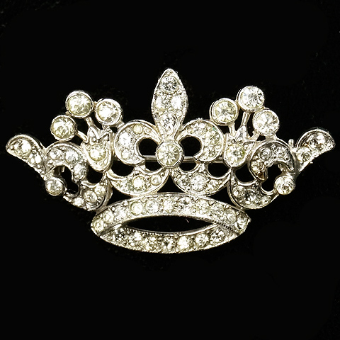 KTF Trifari 'Alfred Philippe' Pave Fleur de Lys Regal Crown Pin