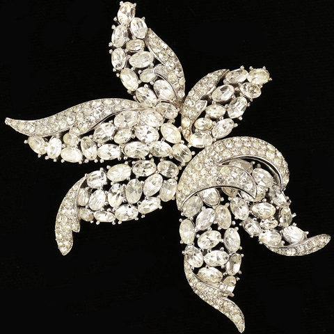 Trifari 'Alfred Philippe' Large Pave and Diamonds Flower Swirl Pin