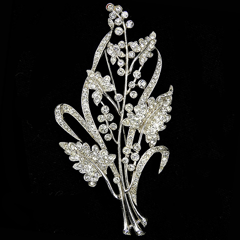 Trifari 'Alfred Spaney' Pave Flowers and Leaves Giant Floral Spray Pin