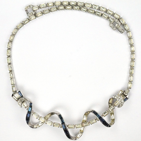 MB Boucher Sapphire and Diamante Baguettes Helix Necklace