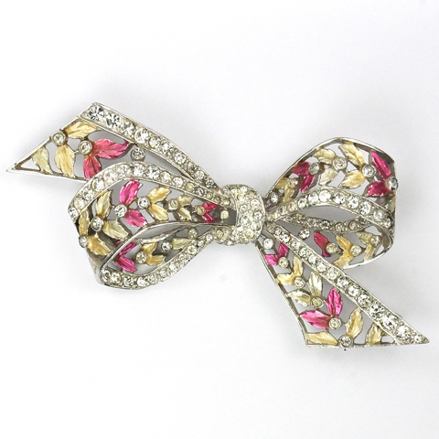 MB Boucher Pave and Metallic Enamel Floral Bow Pin