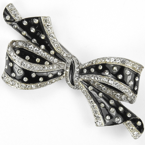MB Boucher Black Enamel and Spangles Bow Pin