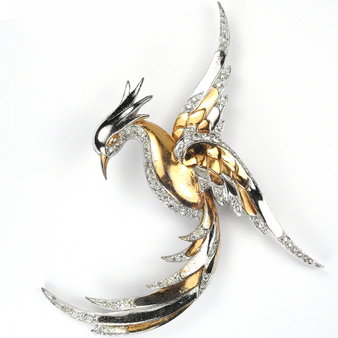 MB Boucher Gold and Pave Swooping Bird of Paradise Pin