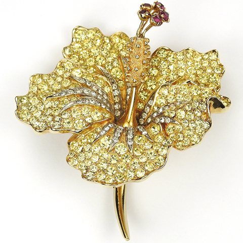 Boucher Gold Pave Citrines and Amethyst Lily Pin