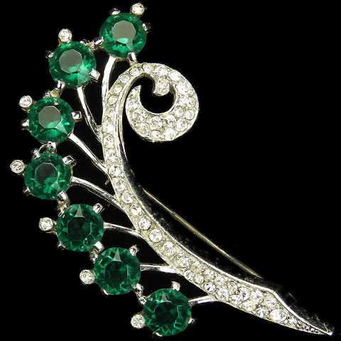 MB Boucher Pave and Emerald Chatons Lily of the Valley Flower Pin