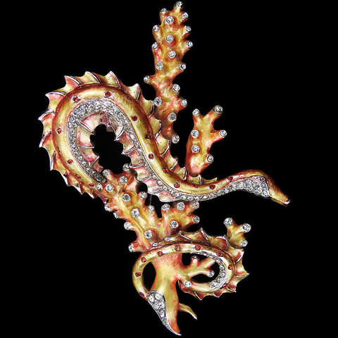 MB Boucher Metallic Enamel Sea Serpent Snake Swimming through Undersea Spangled Coral Pin
