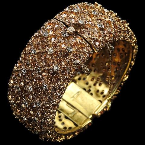 Boucher Le Couturier (after Joseph Mazer) Gold Citrine and Black Diamond Bangle Bracelet