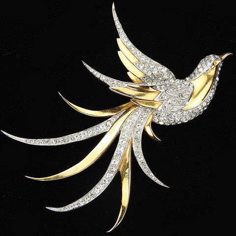 MB Boucher Gold and Pave Right Facing Swallow Flying Bird Pin