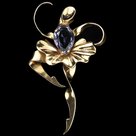 Boucher Sterling Mexico Gold and Blue Amethyst Pirouetting Ballerina Pin
