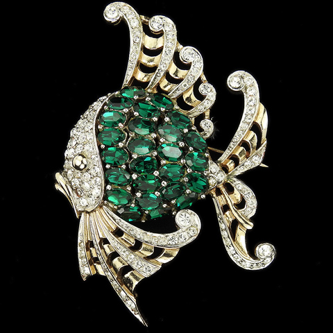 MB Boucher Gold Pave and Emeralds Angelfish Fish Pin