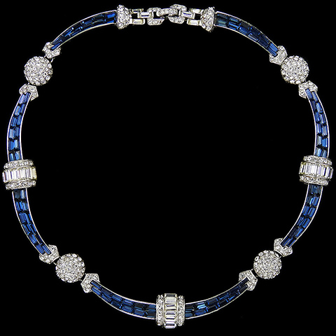 Boucher 'Opening Night' Pave Pom Poms and Invisibly Set Sapphire Baguette Arches Necklace