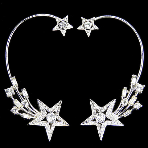 MB Boucher Pave and Baguettes Shooting Star Over the Ear Earrings