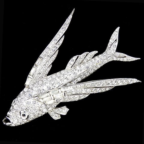 MB Boucher Pave and Baguettes Flying Fish Pin