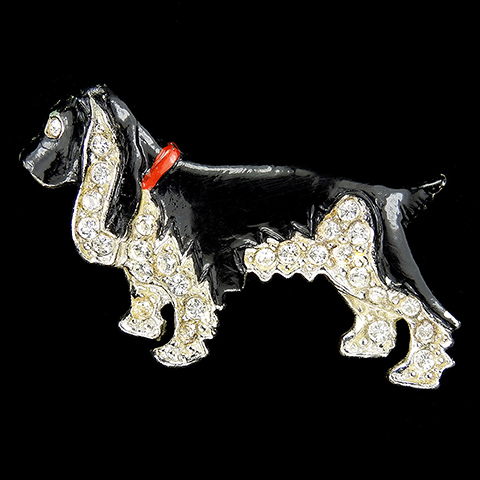 Deco Pave and Black Enamel Spaniel Dog Pin