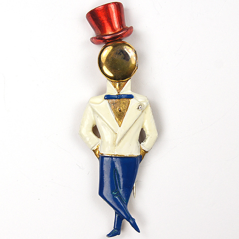 Silson Man in Top Hat and Tails Photo Locket Pin Clip