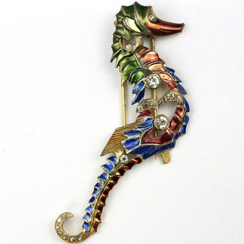 Eisenberg Original (unsigned) Metallic Enamelled Seahorse Pin Clip