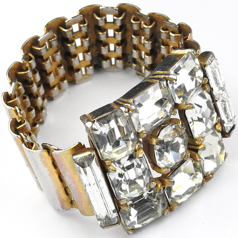 Eisenberg "Ice" Original Square Cut Diamonds and Gold Bars Link Bracelet