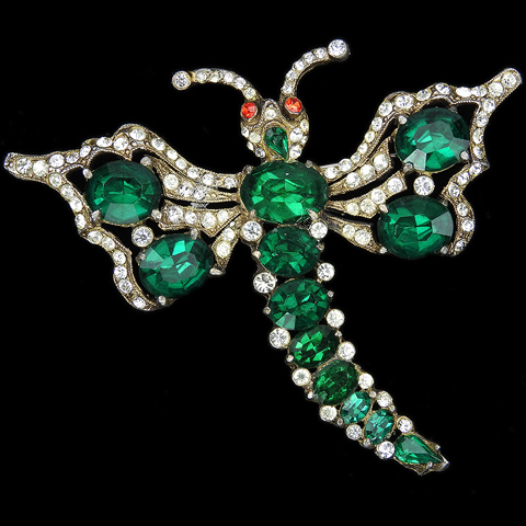 Staret Pave and Emeralds Dragonfly Pin