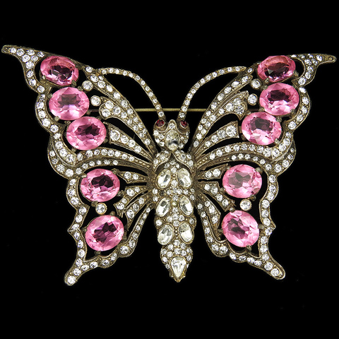 Staret Pave and Pink Topaz 'Glorious Butterfly' Pin