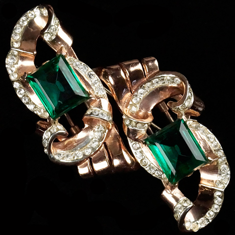Corocraft Sterling Emeralds and Gold Swirls Duette
