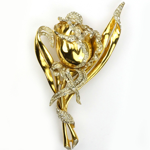 Corocraft Sterling 'American Beauty' Pave and Yellow Gold Rose Pin