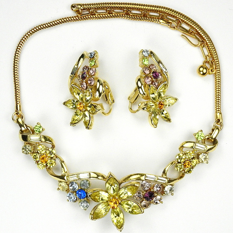 Coro 'Honoré' Citrine and Pastel Stones Star Flower Choker Necklace and ...