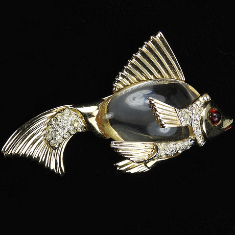 Coro Gold and Pave Jelly Belly Goldfish Fish Pin