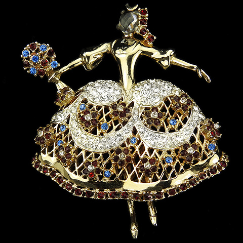 Corocraft 'Jewels of Fantasy' 'Maria Camargo' Ballerina holding a Flower Bouquet Pin