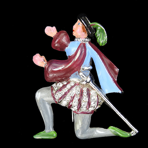 Coro 'Adolph Katz' Pave and Enamel Romeo on Bended Knee Theatre Scene (from 'Romeo and Juliet') Pin Clip