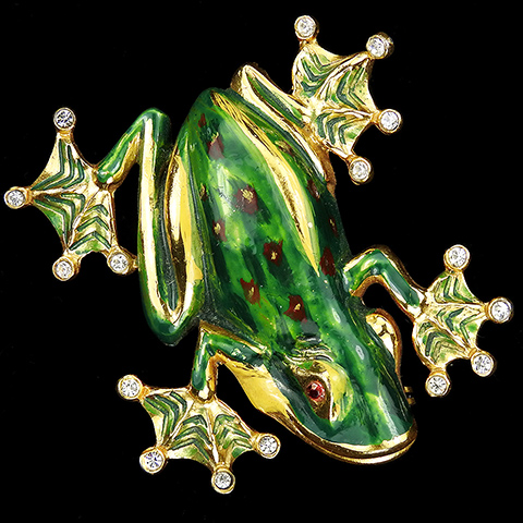 Corocraft Sterling Gold and Enamel Tree Frog Pin