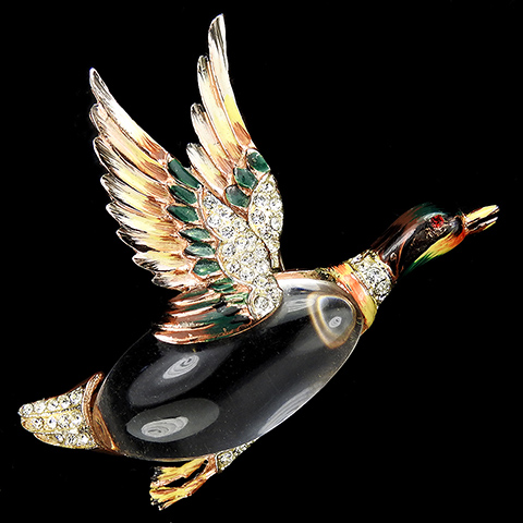 Corocraft Sterling Gold Pave and Enamel Jelly Belly Duck Pin