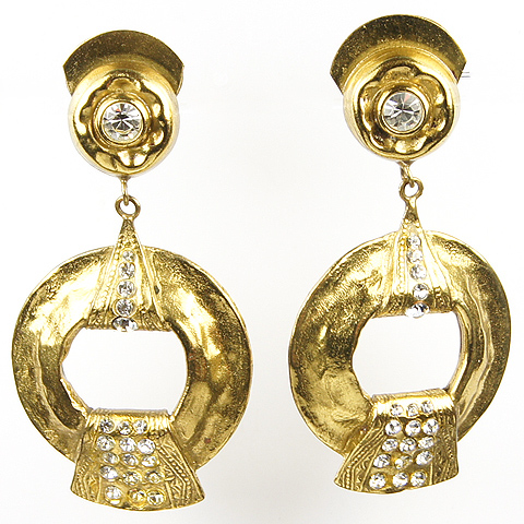 Il Gioiello Di Firenze Made In Italy Beaten Gold and Spangles Pendant Clip Earrings