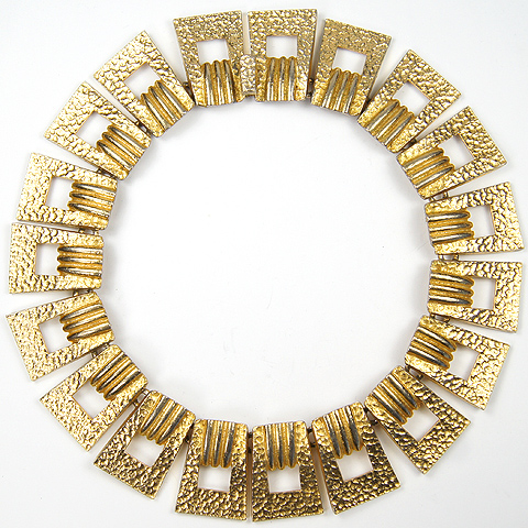 Mimi di N Beaten and Ridged Gold Collar Necklace