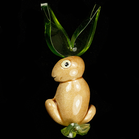 Elzac 'Bunnykins' Ceramic Rabbit with Jellybelly Lucite Ears Pin