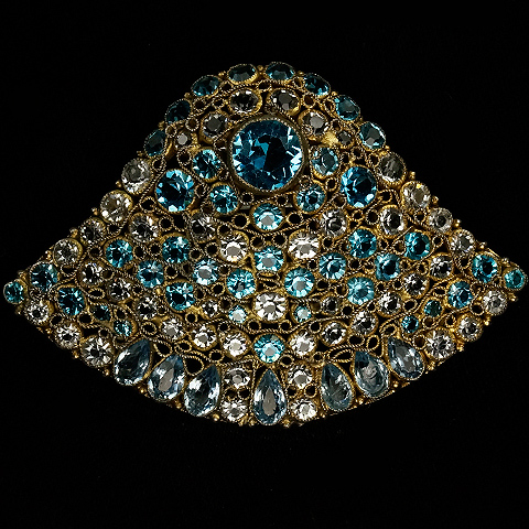 Hobe Aquamarines and Blue Topaz 'Jewels of Legendary Splendor' Bell-shaped Pin