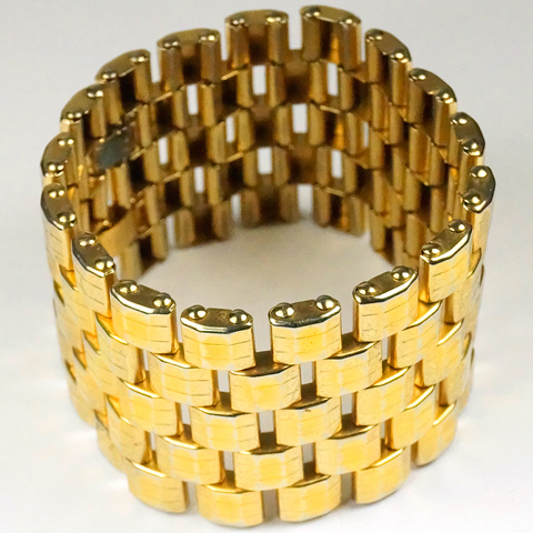 Kreisler Wide Articulated Banded Gold Tesselations Bracelet