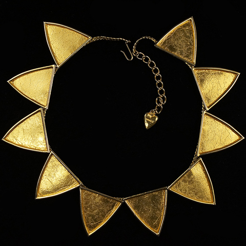 Mosell 'Golden Kid' Textured Gold Triangular Shields Collar Necklace