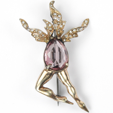 William Weinstock Sterling Pave and Amethyst Dancing Sprite Pin