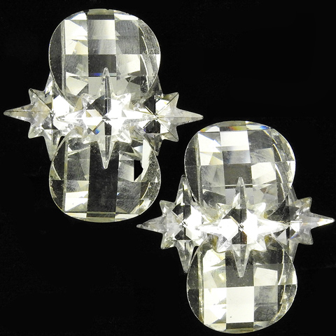 Wendy Gell Multifaceted Diamante Stars and Circles Clip Earrings