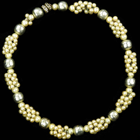 Rousselet (?) Baroque Grey Pearls and Clusters of Cream Pearls Choker Necklace