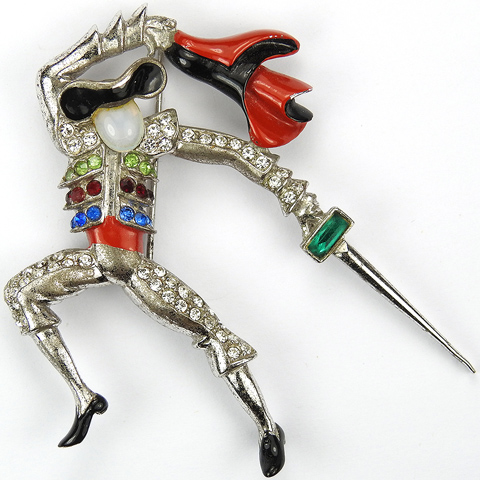 Urie Mandle 'Murray Slater' Sterling Pave and Enamel Matador Bullfighter with Cloak and Sword Pin