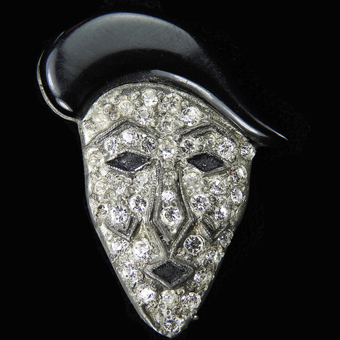 Fishel Nessler (unsigned) Deco Pave and Bakelite Artist Wearing a Beret Face Pin