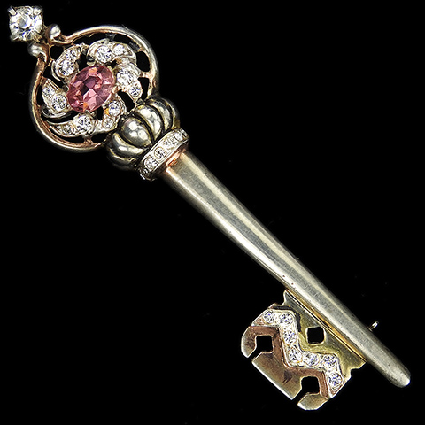 Marner Sterling Gold Pave and Amethyst Royal Crown Key Pin