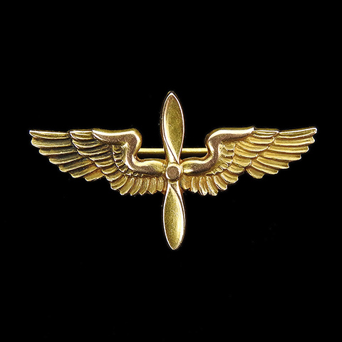 Ballou 10Kt Gold WW2 Patriotic US Air Force Insignia Winged Propeller Pin