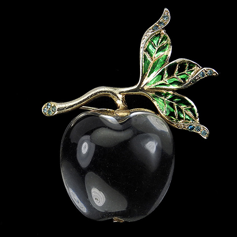 Jolle Sterling Gold and Metallic Enamel Jelly Belly Apple on a Branch Pin